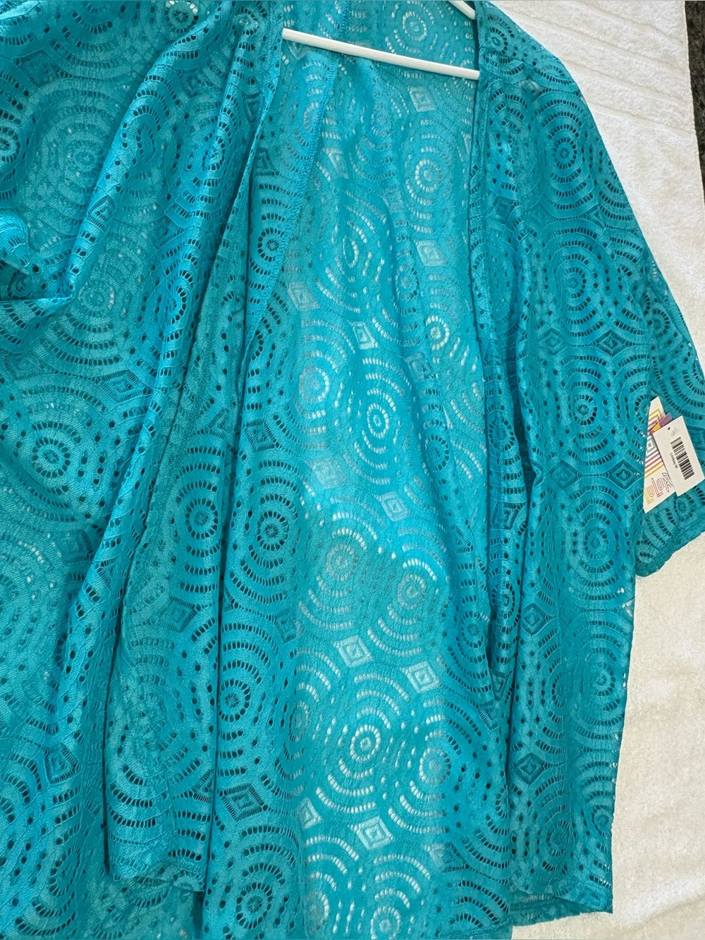 Turquoise Lace Kimono Cover-Up
Luluroe size M
New